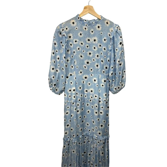 Rixo London Monet Blue Leopard Daisy Midi Dress - Picture 6 of 13
